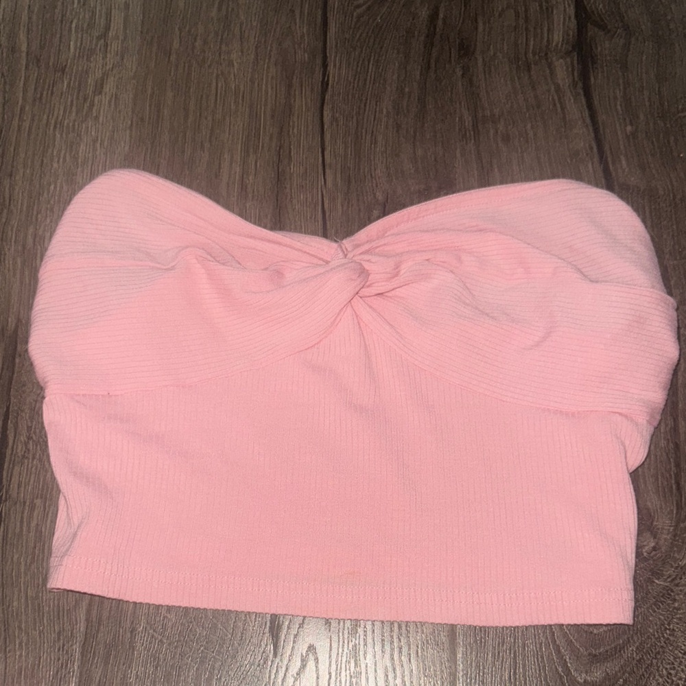 SHEIN Pink Twist Front Crop Top